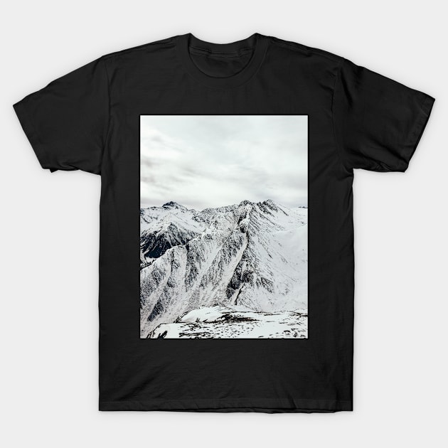 Mountains of Switzerland - White Alps on Overcast Winter Day T-Shirt by visualspectrum